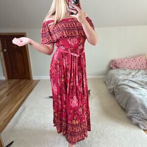 Margaux Rivera: Fuchsia Off the Shoulder Maxi Dress